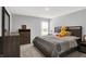 Comfortable bedroom features stylish furniture, a plush bed, and natural light from the window at 5812 Flat Hill Dr, Indianapolis, IN 46239