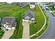 Aerial view of a charming new two-story construction home boasting lush lawns and impeccable landscaping at 8547 Winton Pl, Pendleton, IN 46064