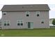 Exterior rear of home featuring vinyl siding, several windows, and a sliding glass door at 9068 Thames Dr, Avon, IN 46123