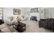 Comfortable living room with fireplace, built-in bookshelves, and stylish decor at 15553 Portland Dr, Westfield, IN 46074