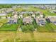 An aerial view of a planned suburban community featuring a pond, landscaped yards, and well-maintained homes at 19281 Scofield Ridge Blvd, Westfield, IN 46074