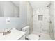 Beautiful bathroom with marble tile shower and modern sink at 2413 Fowler St, Anderson, IN 46012