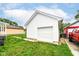 Detached one-car garage featuring white siding and an overhead door, adding functionality to the property at 2413 Fowler St, Anderson, IN 46012