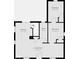 Simple floor plan showing layout of kitchen, bathroom, living room, and two bedrooms at 3422 Hillside Ave, Indianapolis, IN 46218