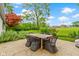 Charming backyard patio with a dining set, perfect for outdoor gatherings and enjoying the serene surroundings at 3841 Meridee Dr, Indianapolis, IN 46237