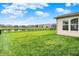 Expansive backyard with view of a scenic pond and neighboring homes, great for relaxation at 4250 Blackford Rd, Bargersville, IN 46106