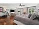 Large main bedroom with sitting area, balcony access, and ensuite bathroom at 4443 Mallard Pt, Columbus, IN 47201