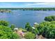 Expansive lakefront property showcasing serene blue waters and a lush green tree line at 8924 Stormhaven Ct, Indianapolis, IN 46256