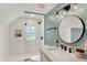 Modern bathroom with subway tile, glass shower, and sleek fixtures at 1046 N Hamilton Ave, Indianapolis, IN 46201