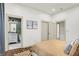 This bedroom features hardwood floors with an attached bathroom and a closet space at 1046 N Hamilton Ave, Indianapolis, IN 46201