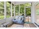 Inviting screened patio with comfortable seating and views of the lush backyard, perfect for relaxing outdoors at 11266 Old Stone Dr, Indianapolis, IN 46236