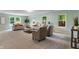 Spacious living room with neutral decor, carpeted floors, and large windows offering scenic views at 11763 Igneous Dr, Fishers, IN 46038