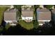 Aerial shot of backyard features a patio perfect for entertaining with a trampoline at 13829 Black Canyon Ct, Fishers, IN 46038