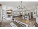 Open-concept living room featuring a fireplace, comfortable seating, and seamless flow into the kitchen and dining area at 14729 Erica Ln, Carmel, IN 46033