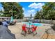 Backyard features a swimming pool, outdoor seating, and fenced yard, ideal for summer enjoyment at 1759 Michele Ln, Greenwood, IN 46142