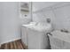 Functional laundry room with modern appliances, including a washer, dryer, and utility sink at 3035 Guilford Ave, Indianapolis, IN 46205