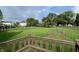 Expansive backyard featuring a large grassy area, a black fence, mature trees, and a play dome at 3610 Homestead Pl, Plainfield, IN 46168