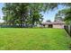 Large backyard featuring a green lawn, mature trees, and fenced perimeter at 3921 S Lasalle St, Indianapolis, IN 46237