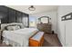 Elegantly furnished main bedroom with stylish decor, comfortable bed, and ample storage at 5960 Dado Dr, Noblesville, IN 46062
