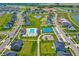 Aerial view of the neighborhood pool, tennis courts, and playground provides recreational activities for residents at 633 Cowley Dr, Westfield, IN 46074