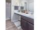 Bathroom featuring a marble countertop, vanity mirror and cabinet and decorative signs at 6737 Trey Dr, Camby, IN 46113