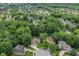 Lush, green aerial view of a residential neighborhood with mature trees and winding roads on a sunny day at 7175 Scarlet Oak Dr, Noblesville, IN 46062