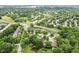An aerial view of houses surrounded by lush greenery in a neighborhood with a roundabout at 7175 Scarlet Oak Dr, Noblesville, IN 46062