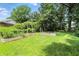 Backyard with raised garden beds and lush green grass at 7736 Wawasee Dr, Indianapolis, IN 46250