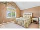 bedroom with a whimsical tree mural and a vaulted ceiling at 817 Hickory Way, Noblesville, IN 46062