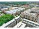 Overhead view of modern mixed-use buildings with varied architectural styles and amenities at 906 Berkhamsted Ln, Carmel, IN 46032