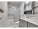 Bright bathroom with shower-tub combo, and single vanity for easy everyday living at 917 W Busby St, Lebanon, IN 46052