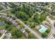 A neighborhood aerial view shows a community pool, park, and sidewalks at 10306 Tybalt Dr, Fishers, IN 46038
