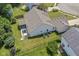 Aerial view of a fenced yard with a patio, swing, and outdoor area at 10306 Tybalt Dr, Fishers, IN 46038