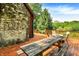 Spacious deck features a picnic table and chairs, with beautiful views of the surrounding landscape at 1155 Cope Rd, Martinsville, IN 46151