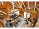 High angle view of the living room with vaulted ceilings and wood beam accents at 1155 Cope Rd, Martinsville, IN 46151