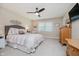 Neutral bedroom with a ceiling fan and large window at 12251 E 196Th St, Noblesville, IN 46060