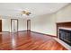 Spacious living area boasts hardwood floors and a charming fireplace, ideal for entertaining guests and relaxing at 177 Jacinta Pl, Bargersville, IN 46106