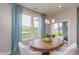 Bright dining room features a round wooden table, four chairs, and a window at 2169 Aviary Ln, Danville, IN 46122
