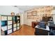 Bedroom with hardwood floors and world map wallpaper at 3265 Tulip Dr, Indianapolis, IN 46227