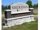 Welcome to Sheridan sign at community entrance, established in 1860 at 3333 Godby Dr, Sheridan, IN 46069