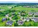 Picturesque aerial shot of a suburban neighborhood with a central green space, surrounded by attractive homes and landscaping at 3345 Kilkenny Cir, Carmel, IN 46032