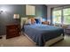 Well-lit bedroom featuring a queen-size bed, two nightstands, neutral colored carpet and walls at 3474 Glen Abbe Ct, Carmel, IN 46032