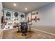 Unique bar area featuring custom barrel table and built-in shelving at 3606 Evergreen Way, Zionsville, IN 46077