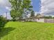 The large, grassy backyard has a tree and is fenced in at 3809 N Glenwood Ave, Muncie, IN 47304
