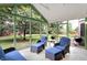 Bright screened-in sunroom featuring comfortable seating and a view of the lush backyard at 58 Penn Pl, Zionsville, IN 46077