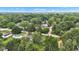 An aerial view showing the tranquil neighborhood streets lined with houses surrounded by lots of mature trees at 6741 Evanston Ave, Indianapolis, IN 46220
