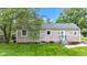 Charming home's backyard featuring green lawn, classic siding, and a cozy back entrance at 6741 Evanston Ave, Indianapolis, IN 46220