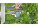 A bird's eye view of a well-kept backyard featuring a fire pit, and a cozy patio for outdoor entertainment at 6741 Evanston Ave, Indianapolis, IN 46220