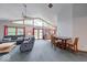 Open concept living room with vaulted ceilings, fireplace, and view at 8635 S Providence Dr, Nineveh, IN 46164