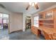 Corner office space featuring built in cabinets, a window, and closet at 8635 S Providence Dr, Nineveh, IN 46164